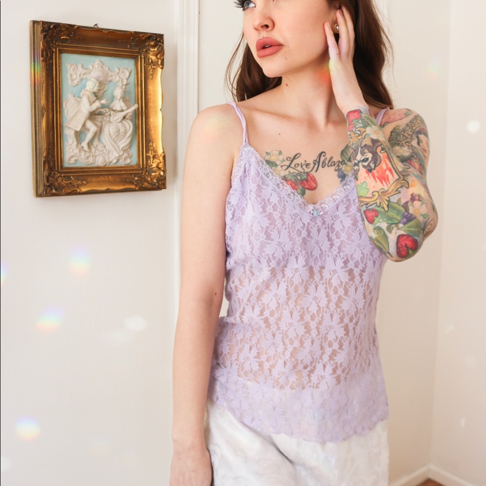 Vintage Secret Treasures Lavender Lace Tank Top